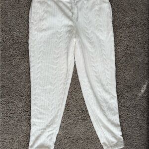 White Textured Jogger Pants